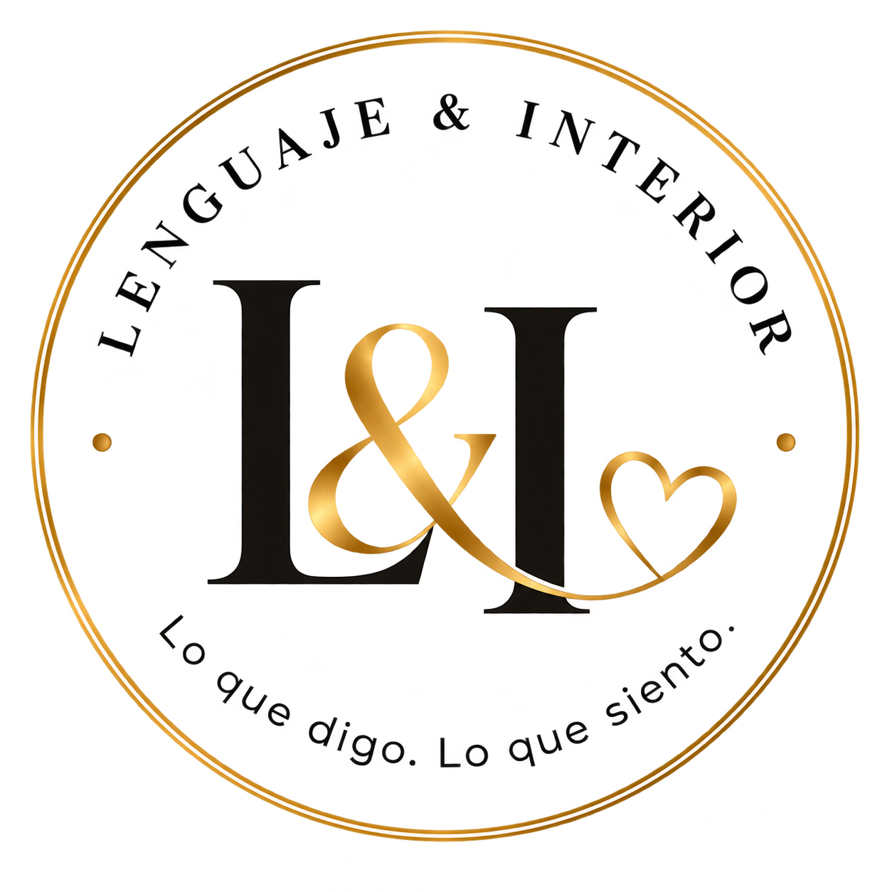 Logotipo circular de Lenguaje & Interior en negro y dorado